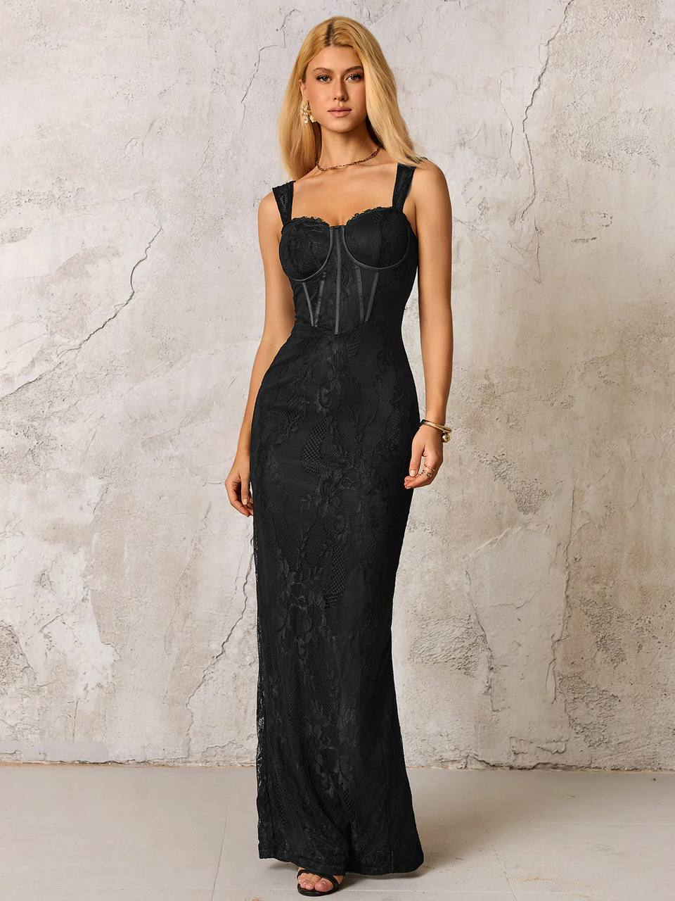 Jacquard Zipper Split Back Lace Bodycon Dress